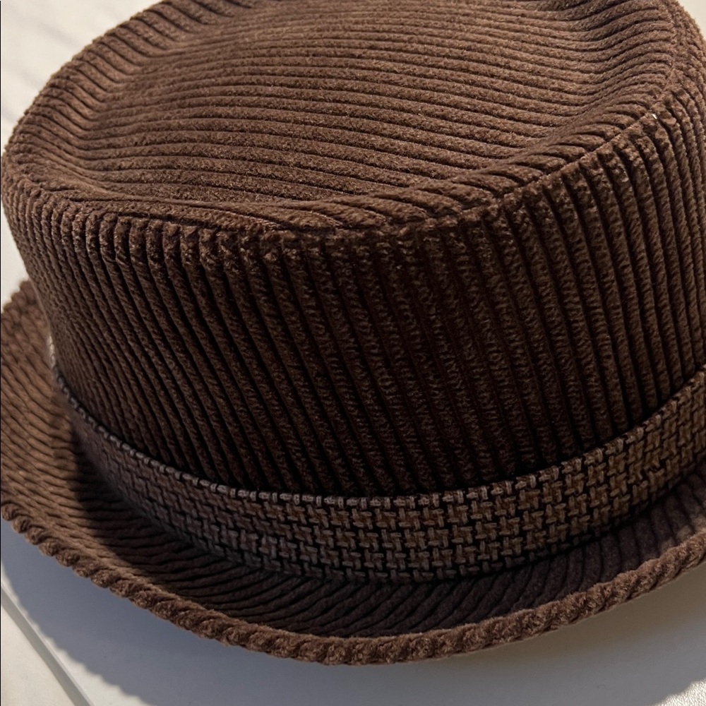 Brown Corduroy Porkpie  Hat - Unbranded